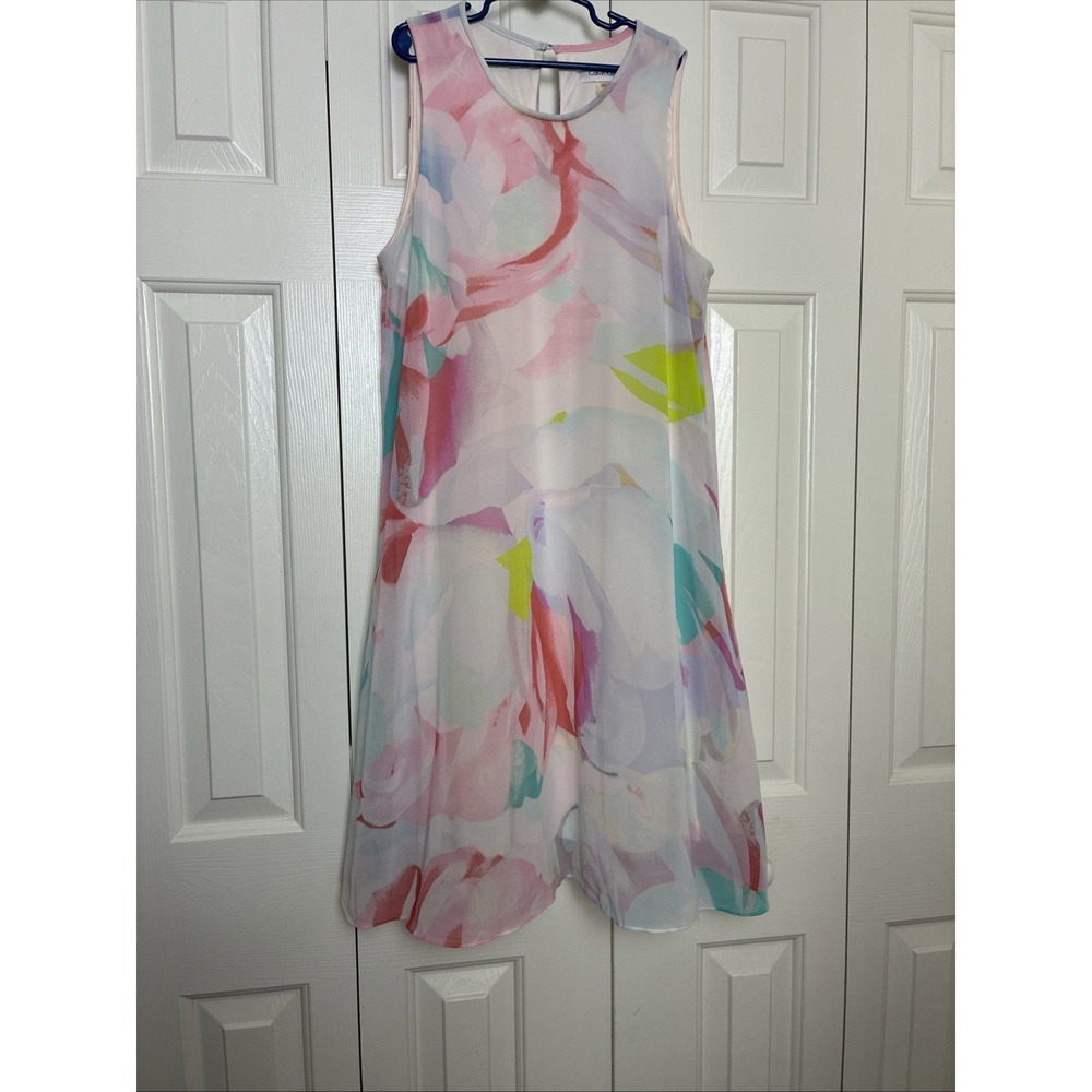 Calvin Klein Women's Printed Trapeze Dress (6, Blush Multi) - Picture 1 of 6